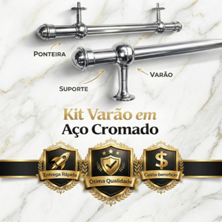 Kit Varão de Cortina Aço Cromado Design Moderno Alta Resistencia 28mm em Oferta na Shopee