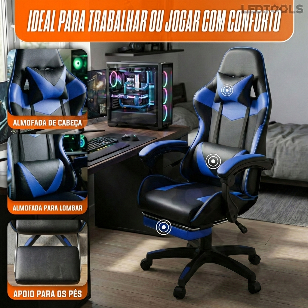 Cadeira Gamer Profissional Reclinável Ergonômica Para Escritório e Jogos · foto 2