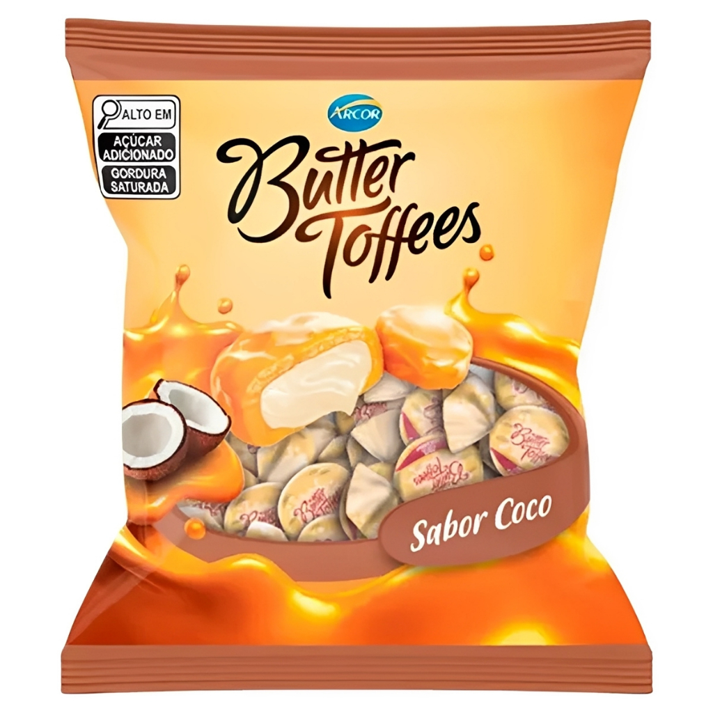 Balas Butter Toffees Coco 400g Arcor Ideal para Festas e Revenda