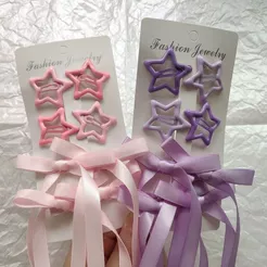 Presilha de Cabelo Estrela com Laço de Cetim - Acessório Infantil Vibrante Perfeito para Looks de Show, Festas e Meninas