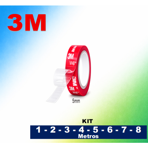 Fita Dupla Face Extra Forte 5mm da 3M Pronta Entrega Kit 1 a 8 metros ITENS LEVES