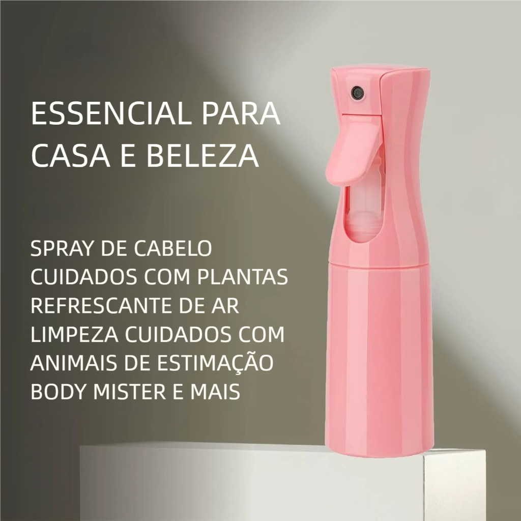 Borrifador Spray 200ml – Jato Contínuo Névoa Profissional, Multiuso para Cabelos, Plantas e Limpeza!