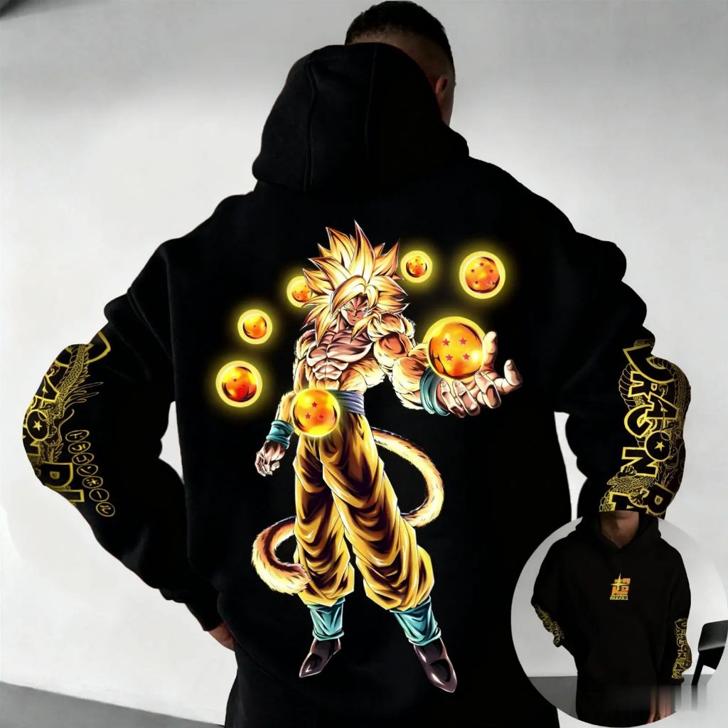 Moletom com Capuz Dragon Esferas do Dragão Aftersoul Unissex Plus Size P ao G3 Peluciado