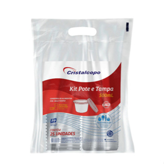 Pote Redondo com Tampa Cristalcopo 500ml – Embalagem P/ Bolo Pote, Caldo, Sopa - 25/50/75/100 Uni em Oferta na Shopee
