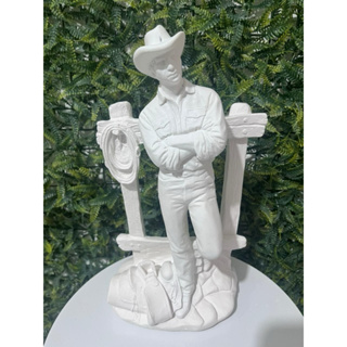 Imagem De Boiadeiro Na Porteira 30cm - escultura cowboy - Em Gesso Cru - Rico Em Detalhes. em Oferta na Shopee
