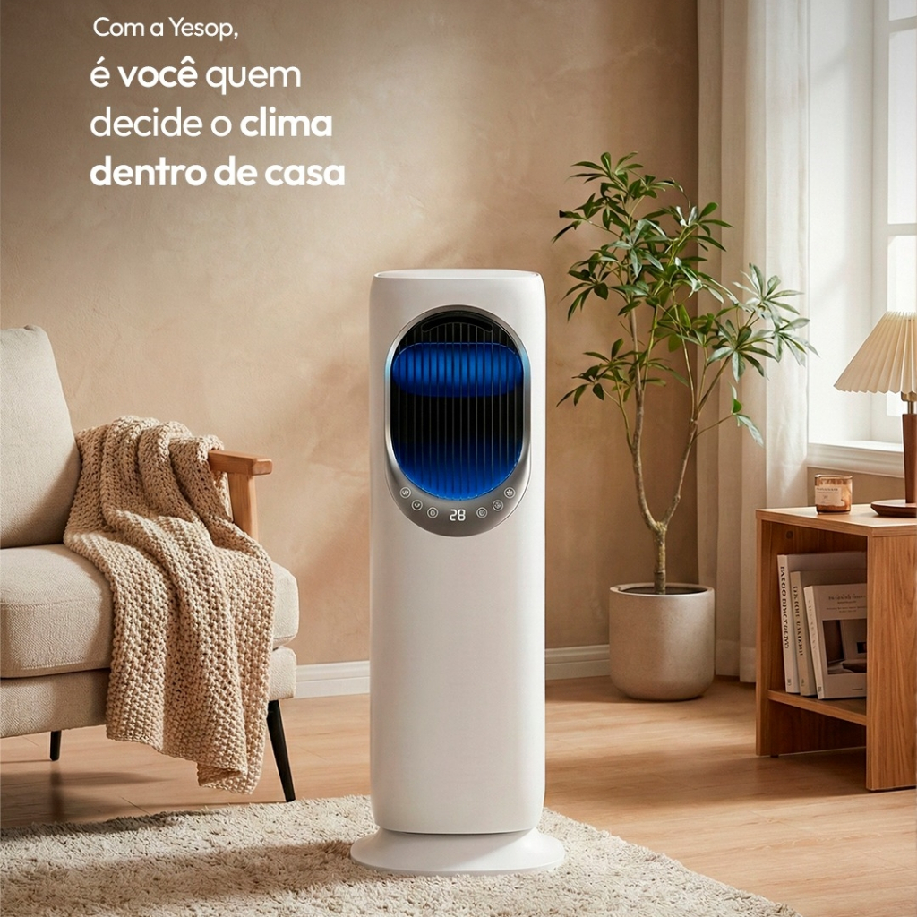 【Mais Vendido 2026】Ventilador Torre 81cm Silencioso, Resfria Rápido em 3 Min, Quente e Frio Yesop em Oferta na Shopee