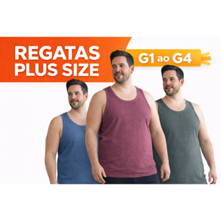 Kit 3 Regatas Plus Size Masculina Estonadas 100% algodão Básica Lisa em Oferta na Shopee