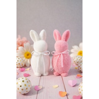 Coelho Flocado Para Decoração (1 Unid) em Oferta na Shopee