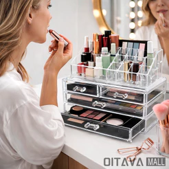 Porta Maquiagem Make Cosméticos Multiuso Perfume Prateleira 3 Andares 4 Gavetas Organização Completa