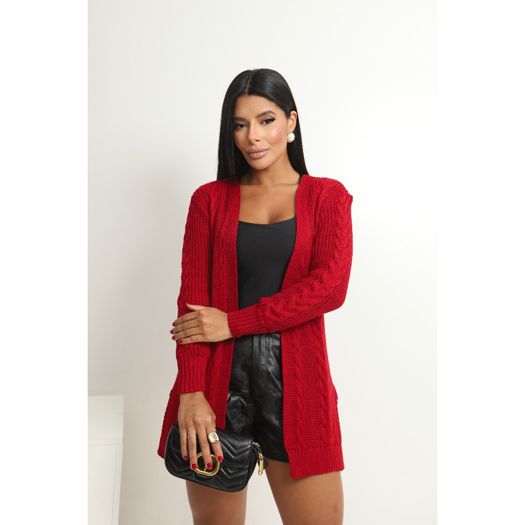 Cardigan Tricot Feminino Inverno 2026 | Casaco de Tricô Max Cardigan Leve Elegante em Oferta na Shopee
