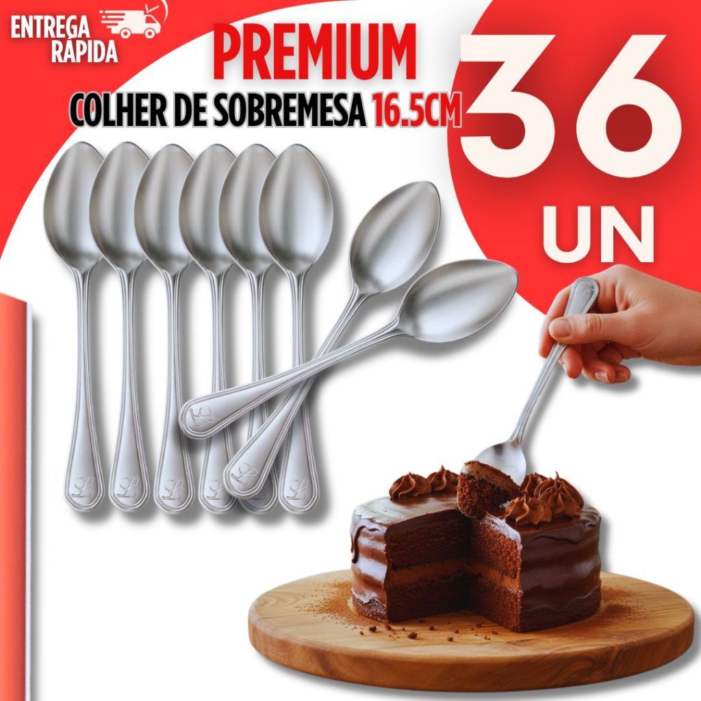 Jogo 36 Colher De Sobremesa Em Aço Inox Para Cozinha e Restaurantes  Cozinha Bar Utilidades