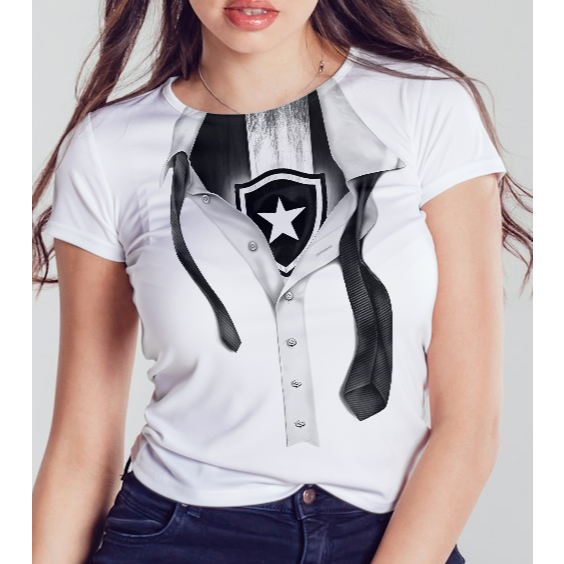 Camiseta 100% Poliéster Botafogo Camisa do Glorioso Blusa Estrela Solitária Time de Futebol Fogão