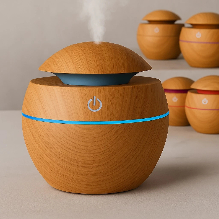 Imagem Mini Difusor Ultrassonico Umidificador Ar Aromatizador Purificador De Aromas Com Led Oleo Essencial