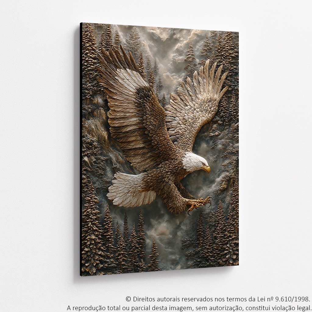 Quadro decorativo de Parede Majestoso Águia 3D Sobre Montanhas - Decoração Vibrante para sala quarto