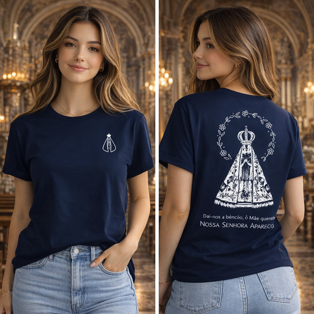 Camiseta Cristã T-shirt Nossa Senhora Blusa Varias Cores Católica