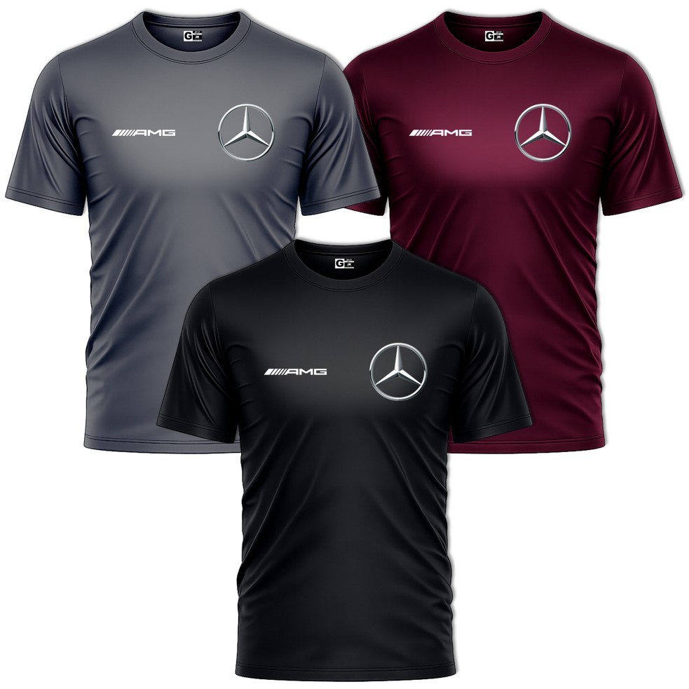 Kit com 3 Camisas Camisetas Masculinas MERCEDES 01 Dry Fit Treino Academia Corrida Futebol