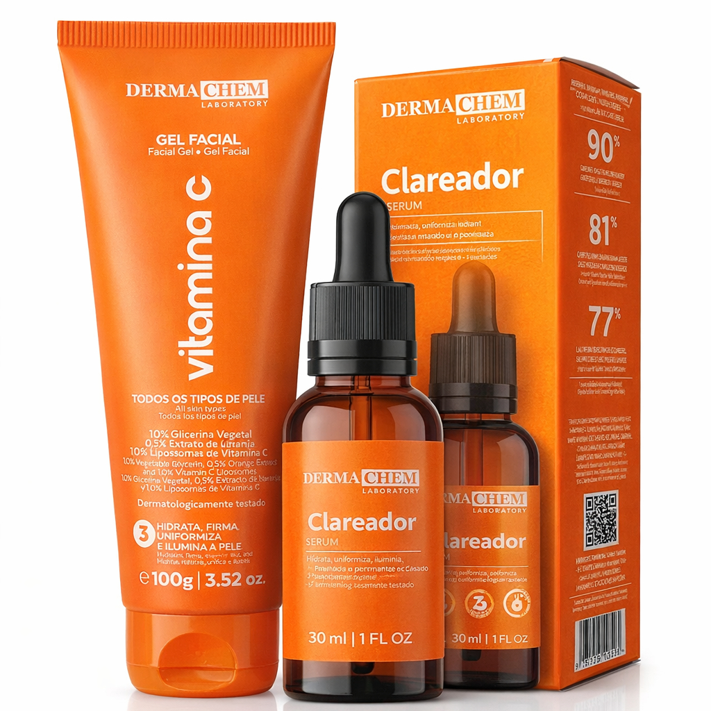 Kit Sérum Facial Vitamina C Dermachem + Niacinamida Para Aparência Uniforme da Pele Uso Diário