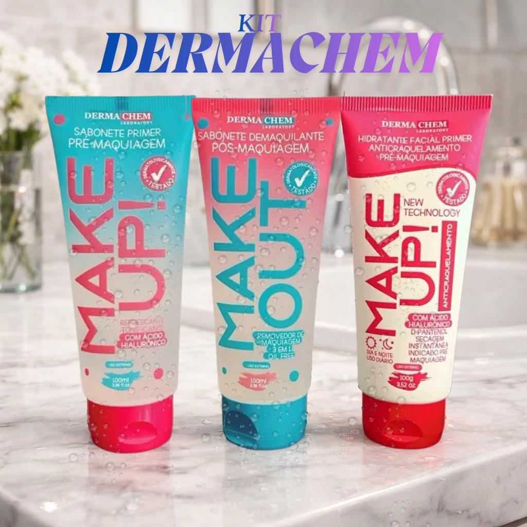 Kit Dermachem Make Up 4 Itens Sabonete Pré Pós Maquiagem + Hidratante + Demaquilante em Oferta na Shopee