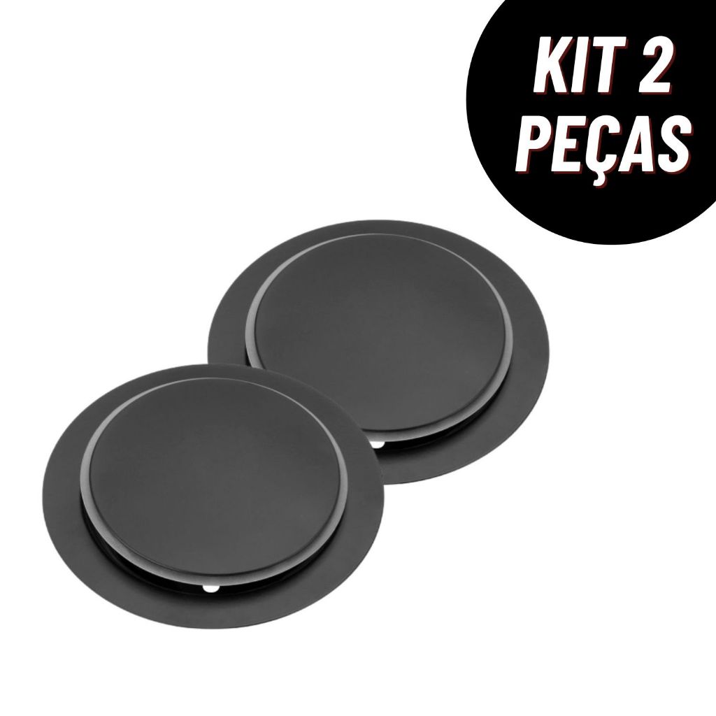 Kit 2 Ralos Inteligentes Click Redondo Preto 10x10 15x15 Cm Inox Banheiro Lavabo Veda Cheiro