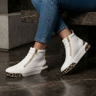 Tênis Botinha Feminina Com Zíper Lateral Fitness Bota De Academia Caminha Leve em Oferta na Shopee