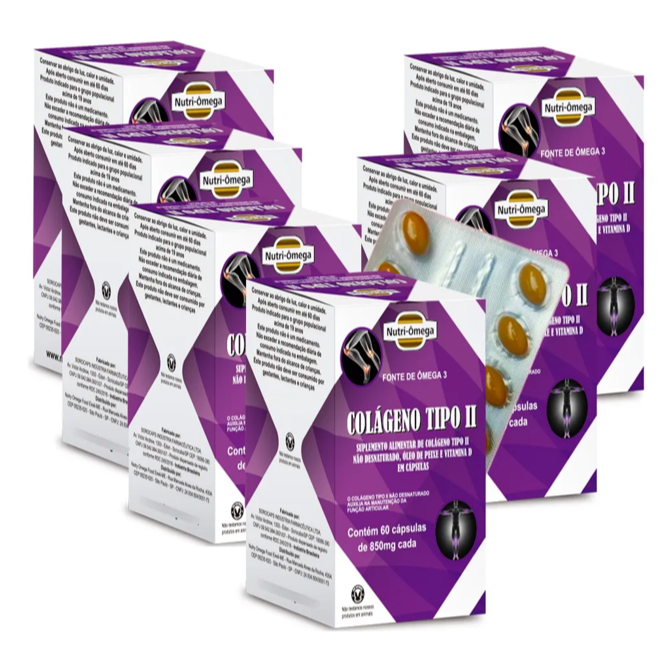 Kit 6 Colágeno Tipo 2 Suplemento Ômega 3 + Vitamina D Nutri