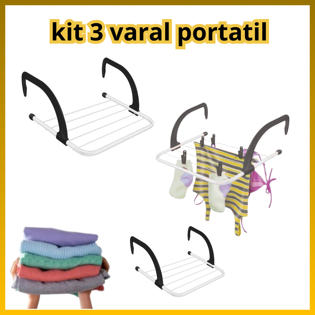 KIT 1/2/3 Varal Portátil Para Apartamento Secador De Roupas Prático e Retrátil Para Janela e Parede em Oferta na Shopee