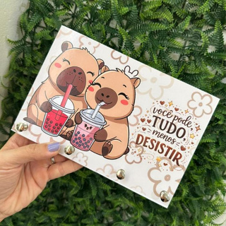Porta Chaves Capivara quadro capivara você pode tudo menos desistir MDF 15mm em Oferta na Shopee