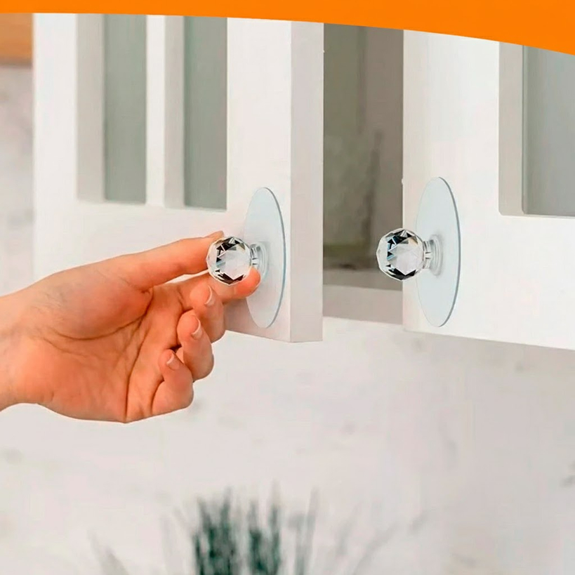 Kit 2 a 10 Pçs Puxador De Cristal Auto-Adesivos Para Tampa Sanitária Moveis Gaveta Sem Furos Acrílico
