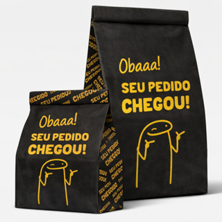 Saco Kraft Papel Delivery Entrega Oba Seu Pedido Black Premium Chegou Grosso P OU G em Oferta na Shopee