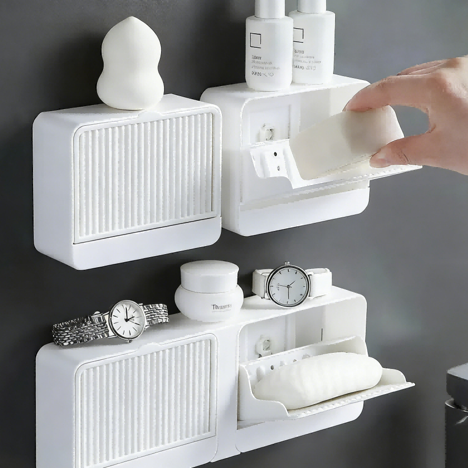 Kit 2 Peças Porta Sabonete Saboneteira Dupla Com Adesivo Para Aderência