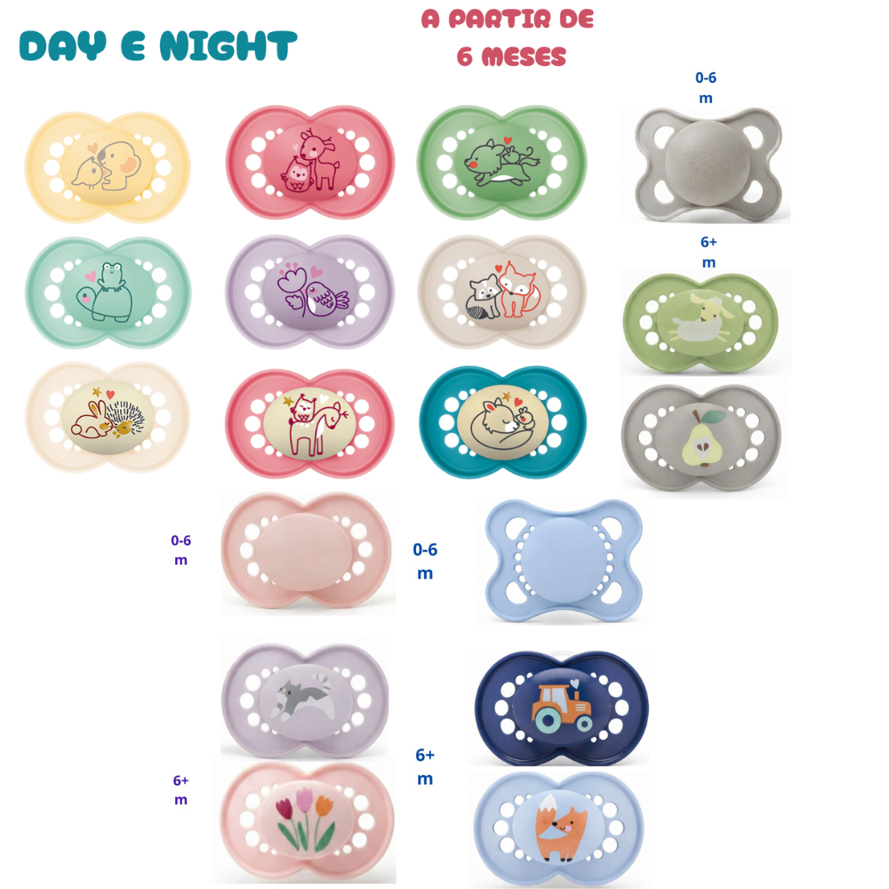 CHUPETA TRIPLA ORIGINAL DAY&NIGHT +6 MESES - MAM em Oferta na Shopee