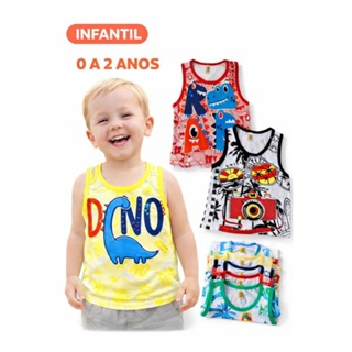 kit 5 🧒👕 Regata Infantil Bebê Menino 0 a 2 Anos – Estampada, Confortável e Fresquinha em Oferta na Shopee