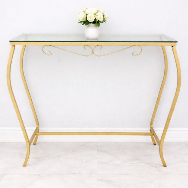 Aparador Para Sala Em  Ferro Goldem Simples Com Tampo Vidro em Oferta na Shopee