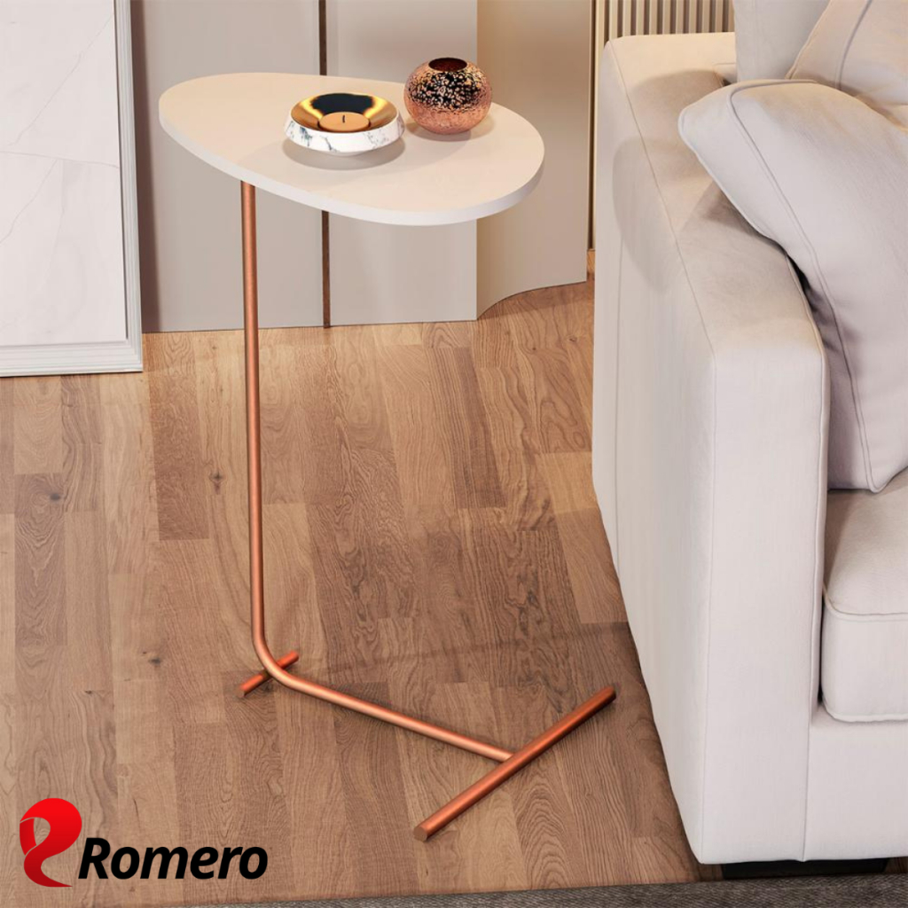 Mesa Apoio De Sofá Mesa Orgânica Com Pés De Metal 