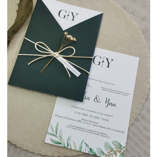 Convite de Casamento | FAZEMOS TODAS AS CORES | Personalizado | Convite com cordão e flores secas | em Oferta na Shopee