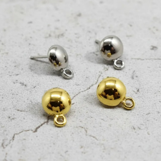 Base Brinco Meia Bola - Prata e Dourado - 6mm Com 1 Saída Kit com 100 peças em Oferta na Shopee