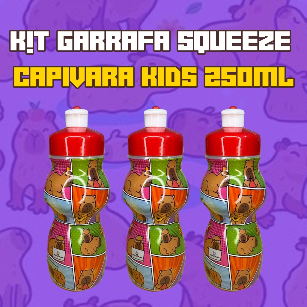 Kit de 40 a 100 Garrafinhas Squeeze estampa Capivara Divertida – Brindes Lembrancinhas Festa 🦦 em Oferta na Shopee