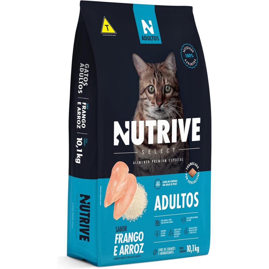 Nutrive Select Gatos Adultos Frango e Arroz 10,1kg em Oferta na Shopee