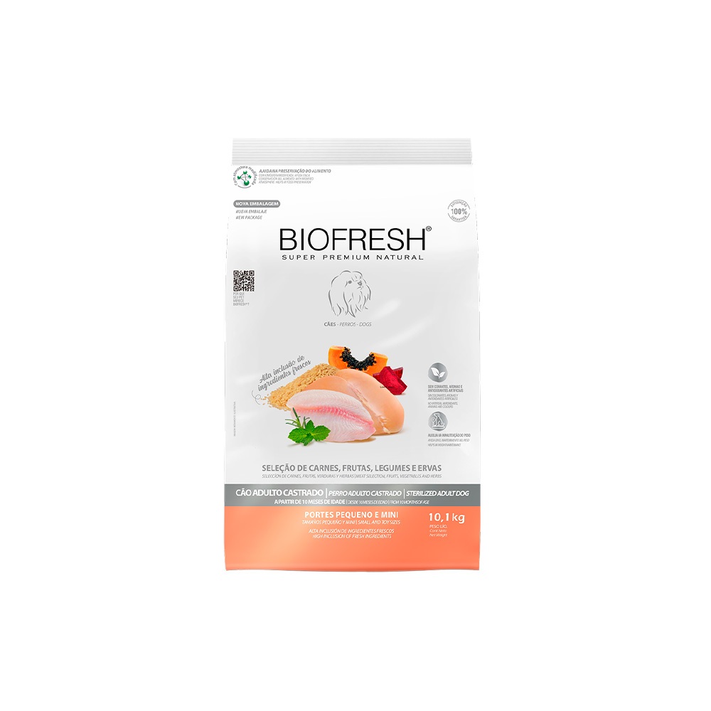 BIOFRESH RAÇÃO CAES ADULTOS CASTRADOS MINI 10KG em Oferta na Shopee