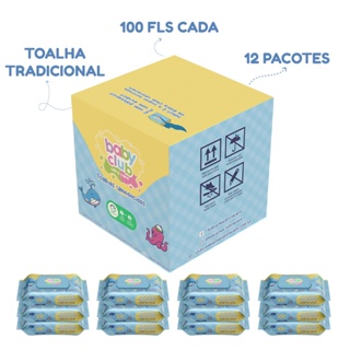 Kit 12 Toalhas Umedecidas Baby Club Tradicional 100 Folhas Cada em Oferta na Shopee