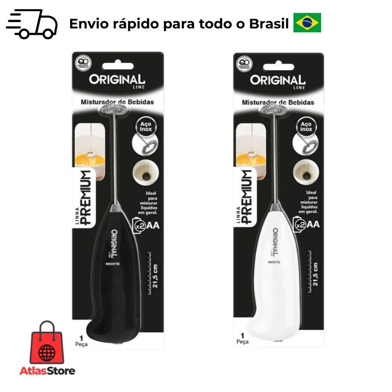 Mixer Misturador Bebidas Aço Inox Portátil Original Line Linha Premium Pilha AA