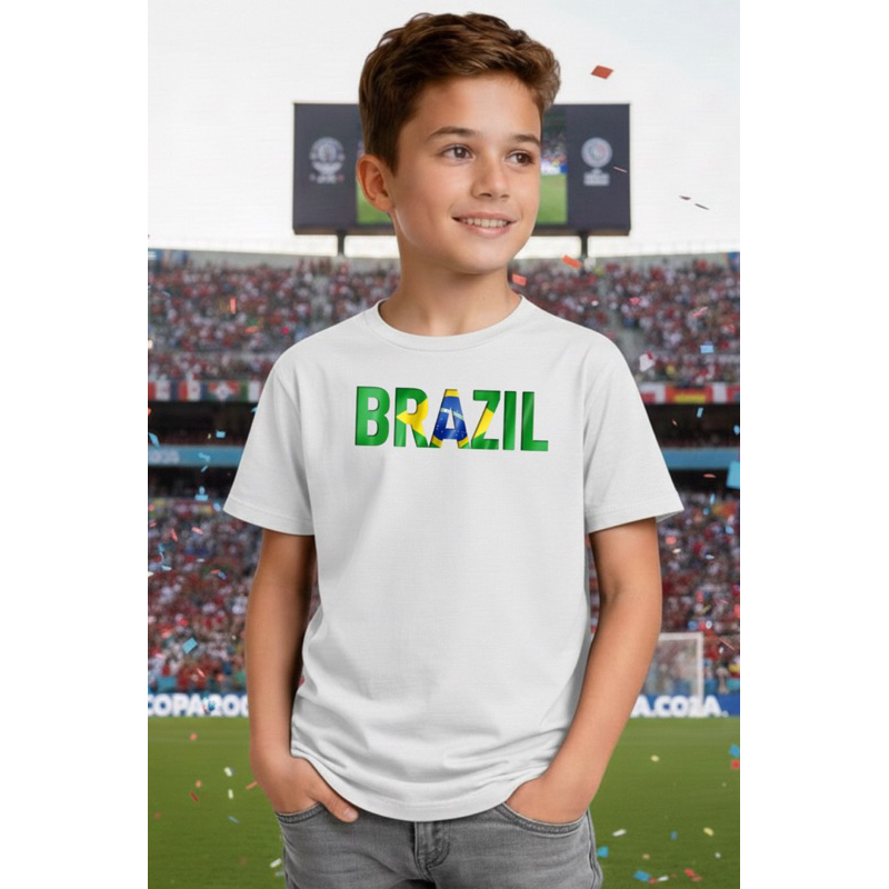 Camiseta Infantil Brazil – Camiseta Masculina Infantil Brasil – Estampa Moderna
