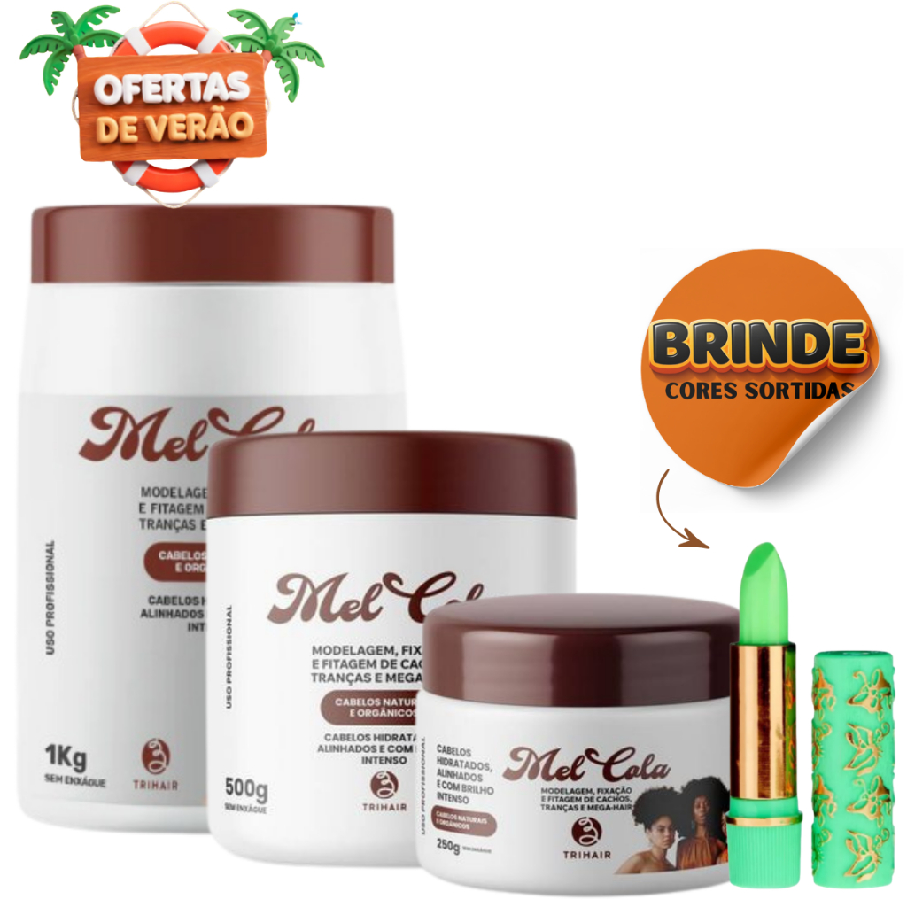 Mel Cola Cachos Naturais e Orgânicos Modelador Fitagem 250g 500g 1kg Trihair em Oferta na Shopee