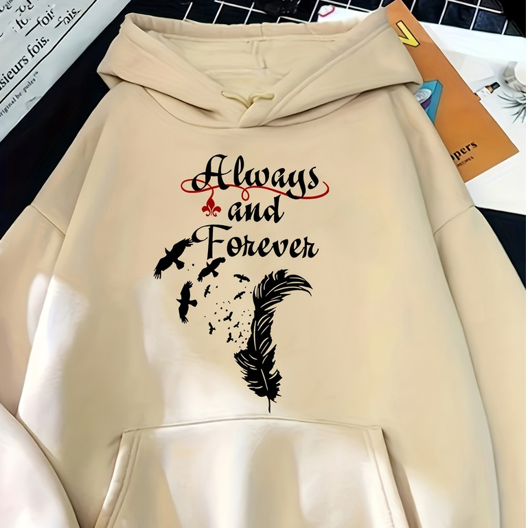 Moletom Canguru Serie Inspirado Em The Vampire Diaries Estilo Y2K "Always & Forever"