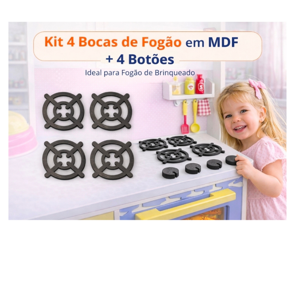Kit 4 Recorte Boca Fogão MDF 3mm 10cm + Botões em Oferta na Shopee