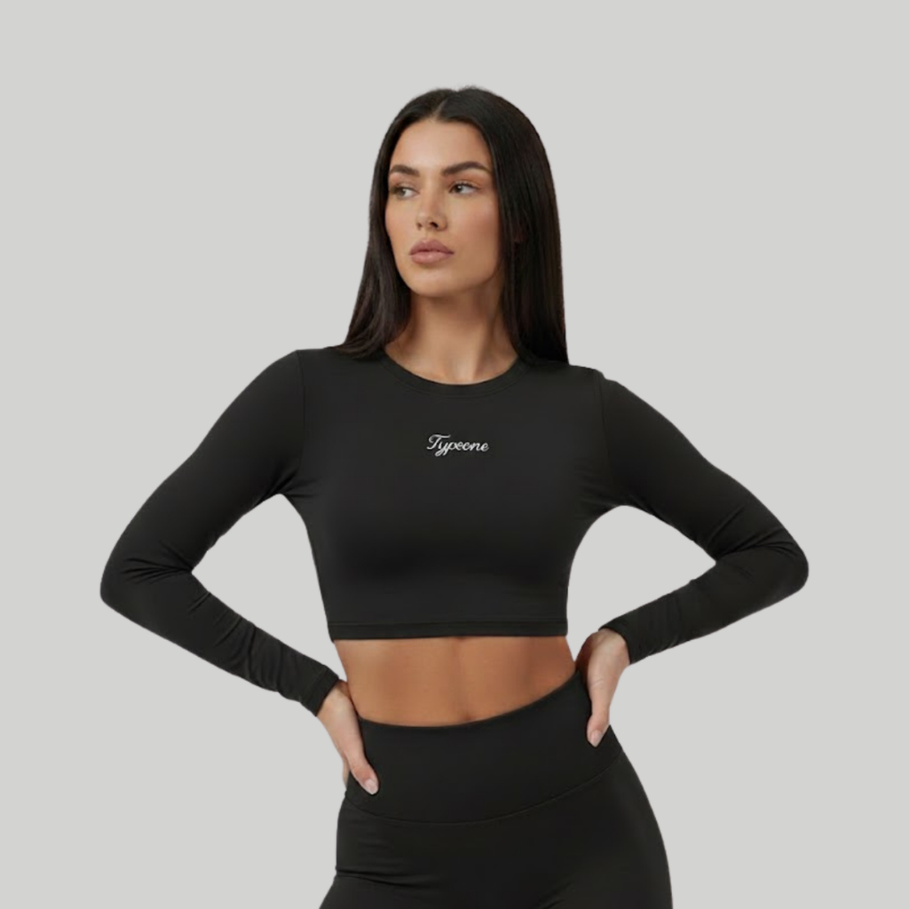 Cropped Feminino Manga Longa Poliamida Treino Academia Zero Transparência Blusa Coladinho Barriga