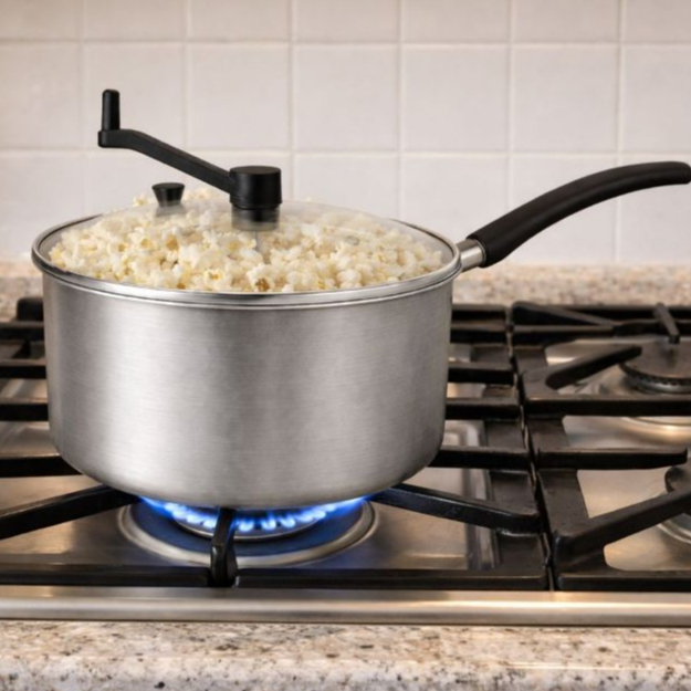 Pipoqueira Profissional Tampa de Vidro Panela de Pipoca Alumínio 2,7L Cozinha Reforçado