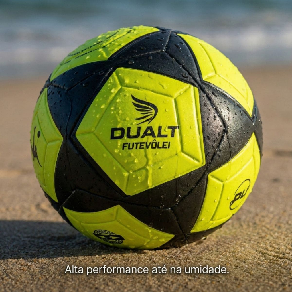 Bola Profissional de Futevôlei Dualt Oficial Amarela Praia Tamanho N°5 PU