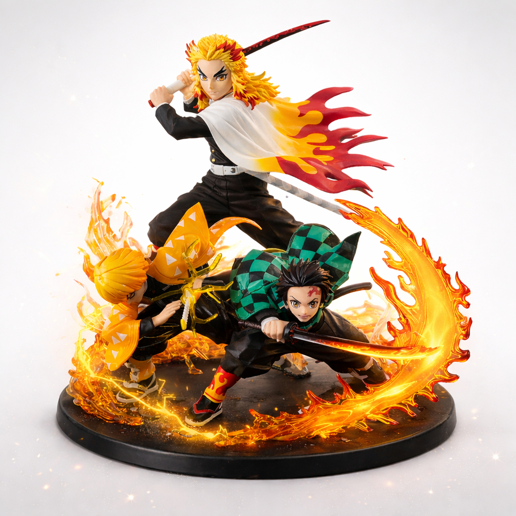 Action Figure Estátua Demon Slayer 18cm Tanjiro Zenitsu Colecionável Anime Qualidade Coleção