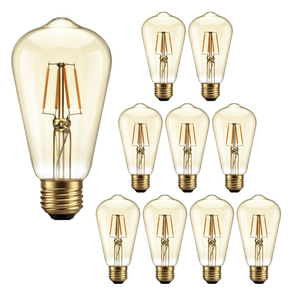 Kit 10 Filamento led 4w st64 E27 2200k Bivolt lampada Vintage Retro em Oferta na Shopee